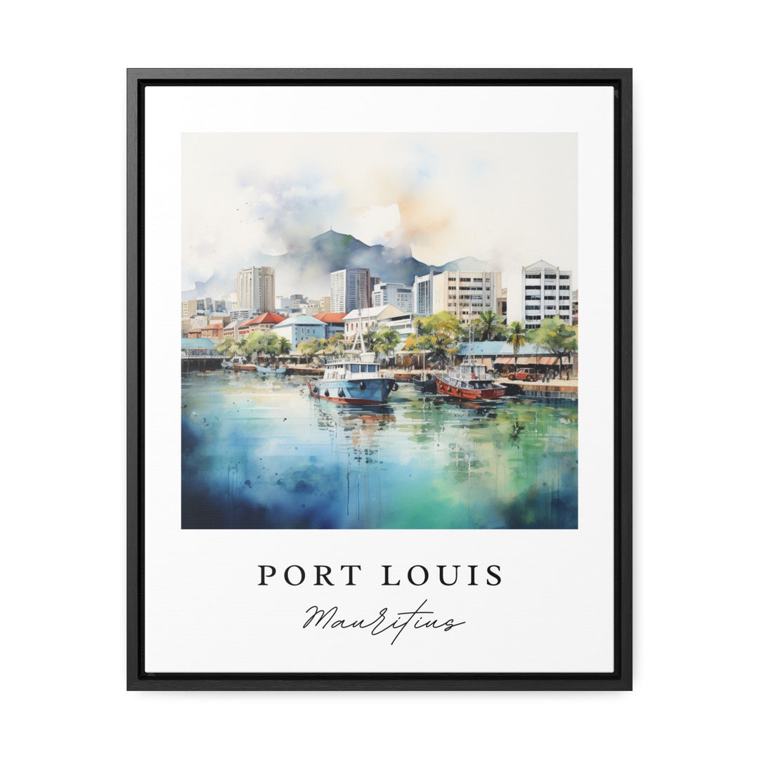 Port Louis traditional travel art - Mauritius, Port Louis poster, Wedding gift, Birthday present, Custom Text, Personalized Gift