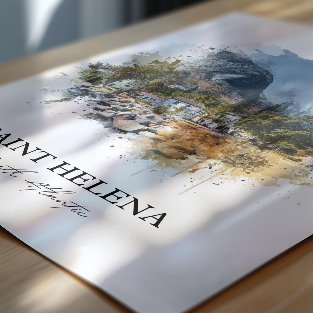Saint Helena Wall Art, South Atlantic Print, Saint Helena Watercolor Art, Saint Helena Gift, Travel Print, Travel Poster, Housewarming Gift