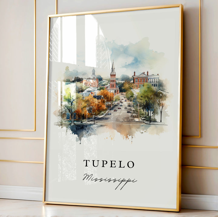 Tupelo MS wall at - Mississippi, Tupelo poster print, Tupelo Wedding gift, Birthday present, Custom Text, Mississippi Art Gift