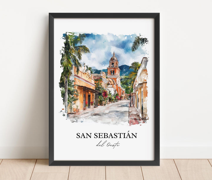 San Sebastián del Oeste Wall Art, Jalisco Print, Mexico Watercolor Art, Jalisco Gift, Travel Print, Travel Poster, Housewarming Gift