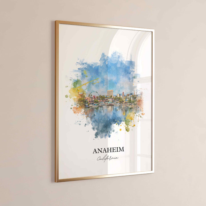 Anaheim CA Wall Art, Anaheim Print, Anaheim Watercolor Art, Anaheim California Gift, Travel Print, Travel Poster, Housewarming Gift