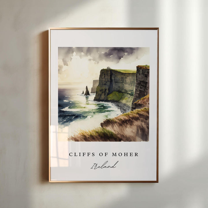 Cliffs of Moher Art, Moher Ireland Print, Cliffs of Moher Watercolor, Ireland Cliffs Gift,