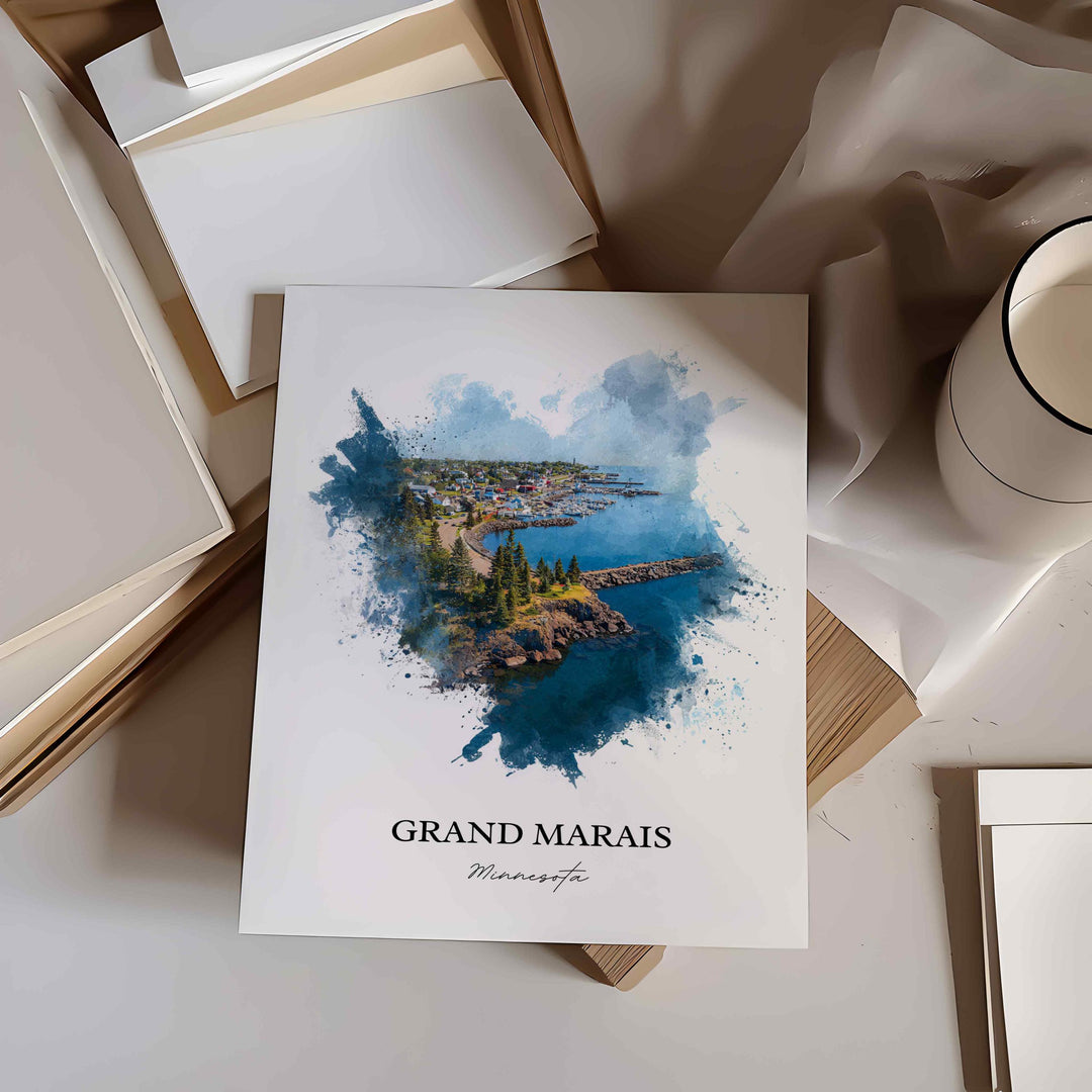 Grand Marais, Minnesota – Watercolor Art Print