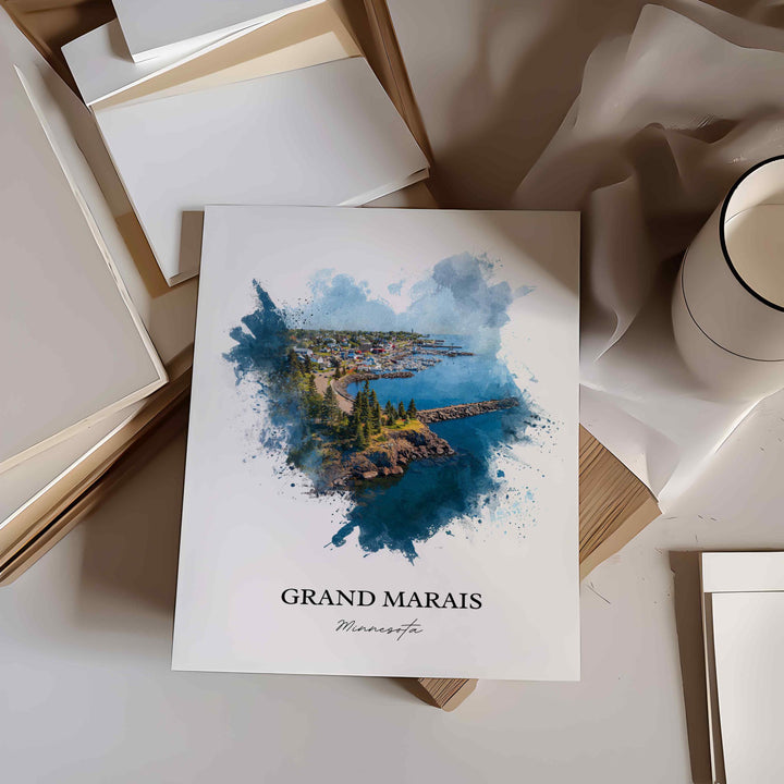 Grand Marais, Minnesota – Watercolor Art Print