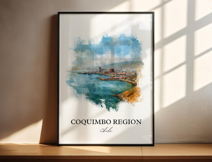 Coquimbo Chile Wall Art, Coquimbo Print, Chile Watercolor Art, Chile Gift, Chile Travel Print, Travel Poster, Housewarming Gift