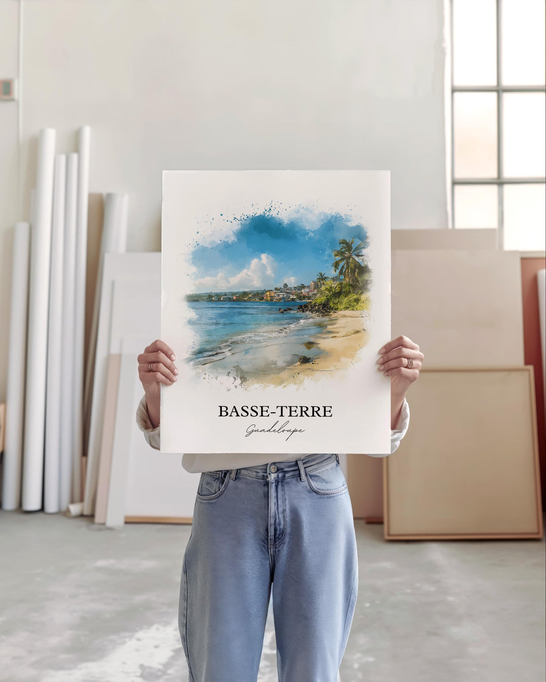 Basse-Terre Wall Art, Guadeloupe Print, Guadeloupe Watercolor Art, Caribbean Gift, Caribbean Travel Print, Travel Poster, Housewarming Gift