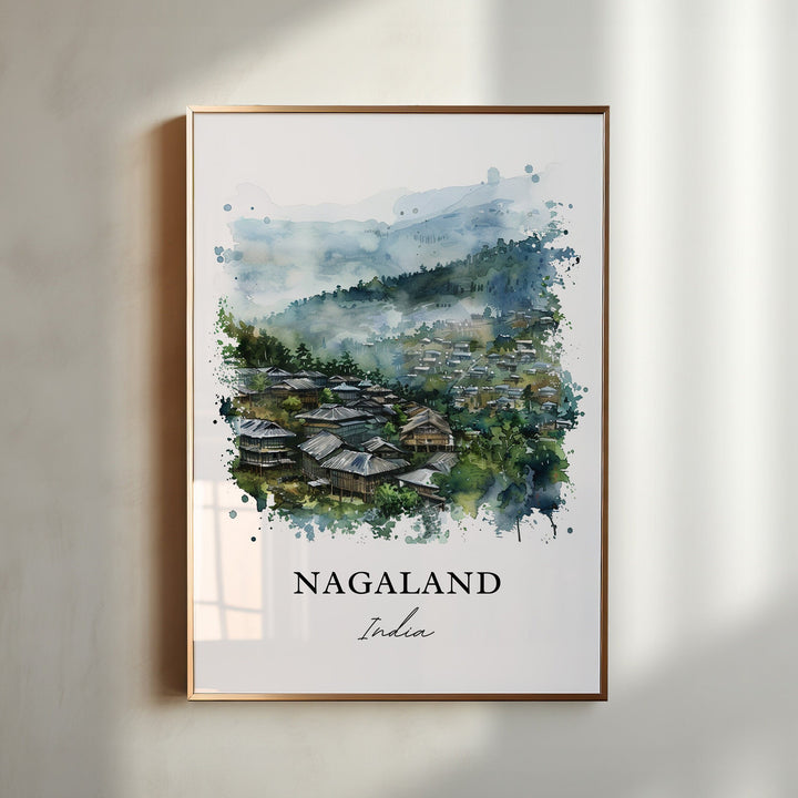 Nagaland Wall Art, Nagaland India Print, Kohima India Watercolor, Nagaland India Gift,