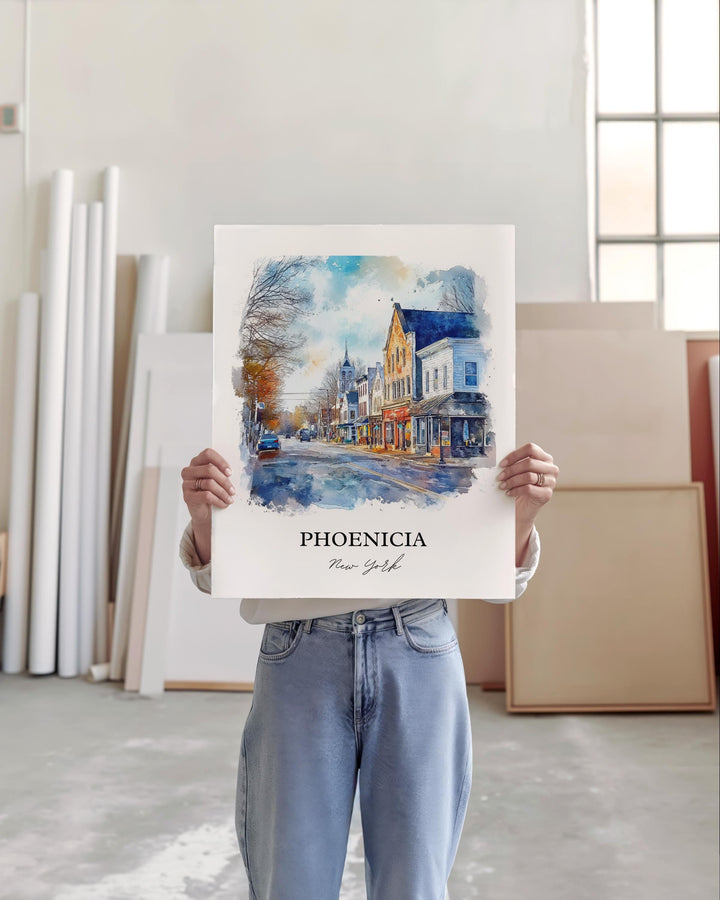 Phoenicia NY Wall Art, Catskills Print, Catskills NY Watercolor Art, Phoenicia New York Gift, Travel Print, Travel Poster, Housewarming Gift