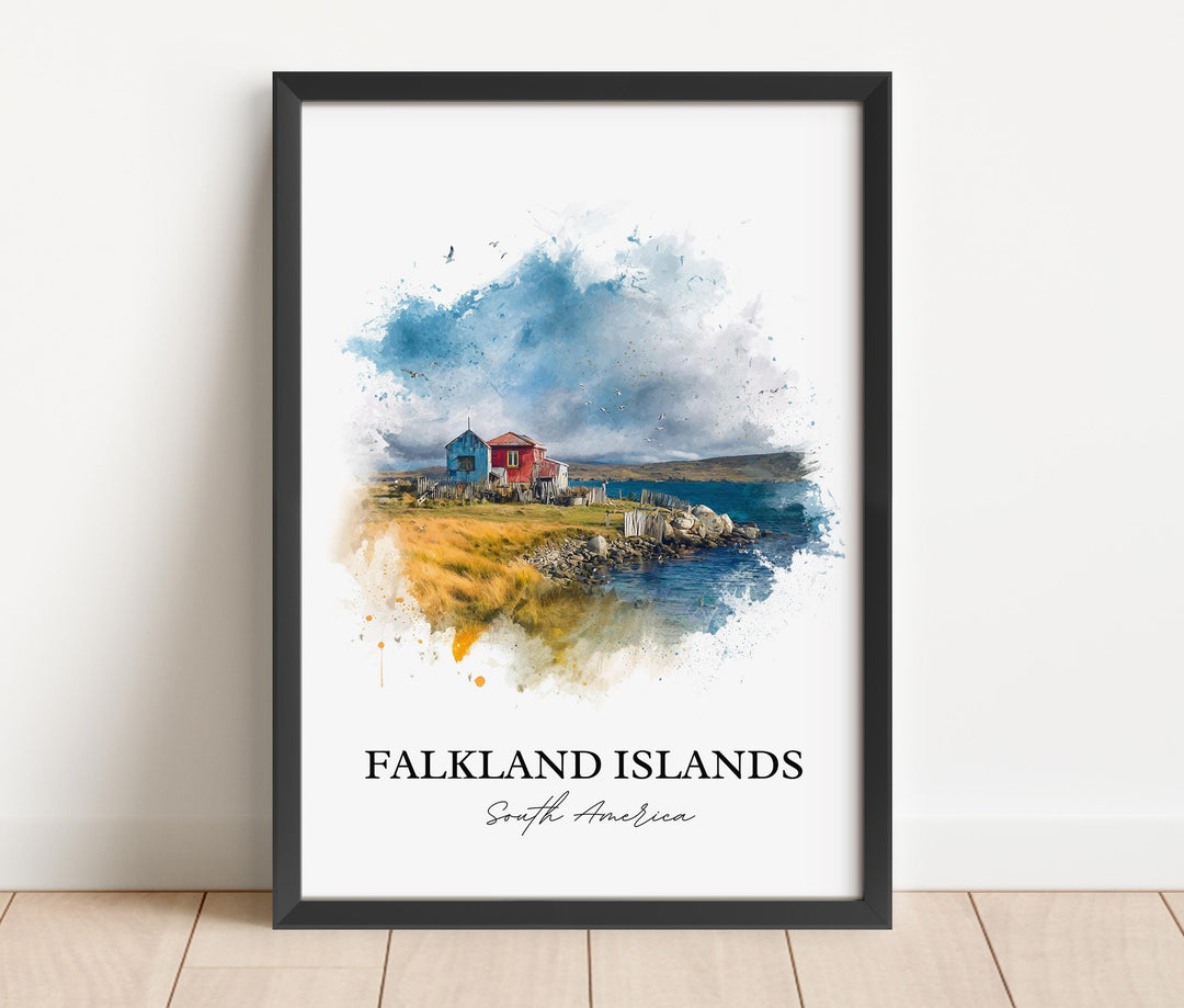 Falkland Islands Art, Islas Malvinas Print, Falkland Watercolor Art, Falkland Islands Gift, Travel Print, Travel Poster, Housewarming Gift