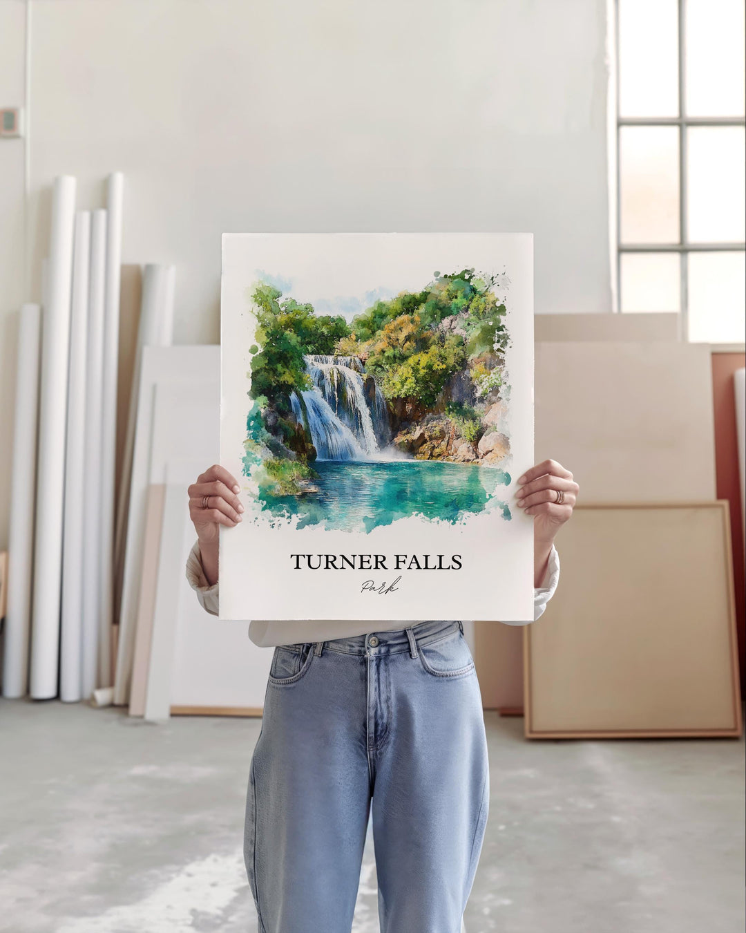 Turner Falls Park Wall Art, Davis OK Print, Oklahoma Watercolor, Turner Falls Park OK Gift, Travel Print, Travel Poster, Housewarming Gift