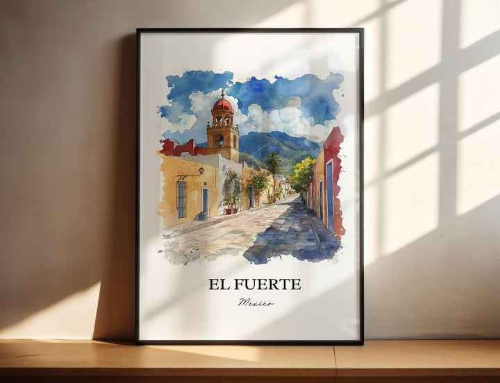 El Fuerte Mexico Wall Art, Sinaloa Print, Mexico Watercolor Art, El Fuerte Mexico Gift, Travel Print, Travel Poster, Housewarming Gift