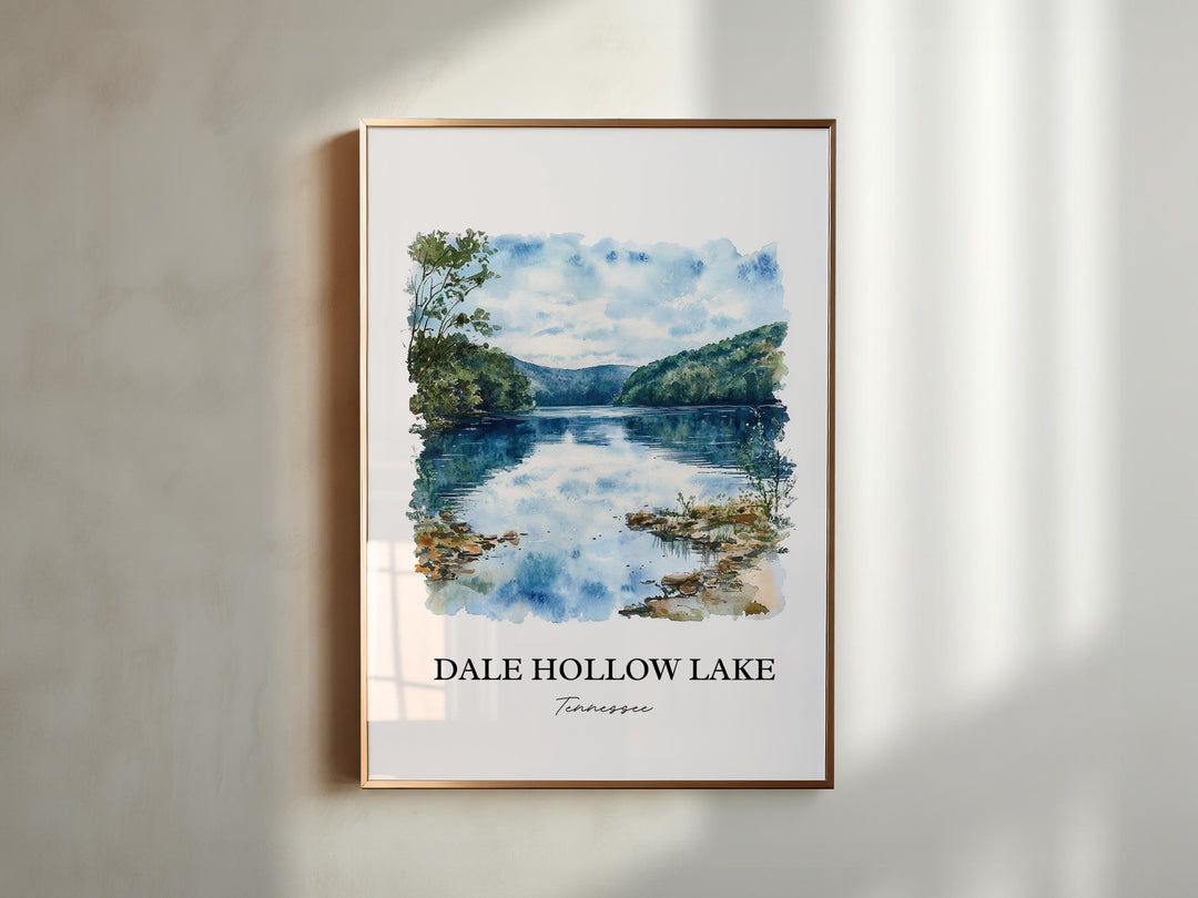 Dale Hollow Lake Wall Art, Celina TN Print, Tennessee Watercolor Art, Dale Hollow Lake Gift, Travel Print, Travel Poster, Housewarming Gift