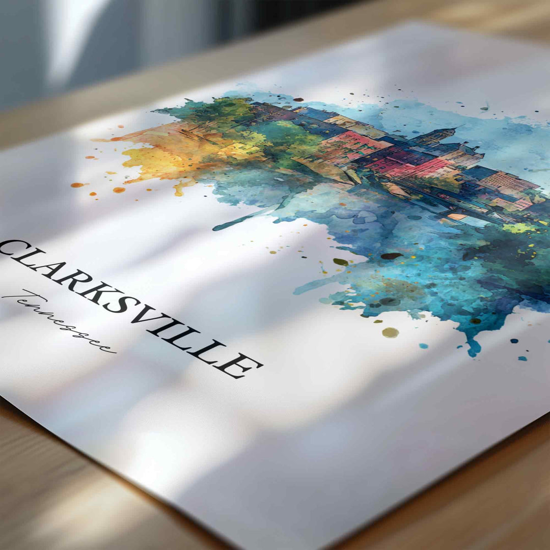 Clarksville, Tennessee – Watercolor Art Print