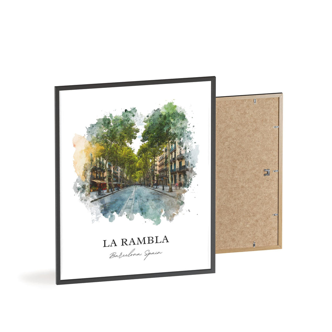 La Rambla, Spain – Watercolor Art Print