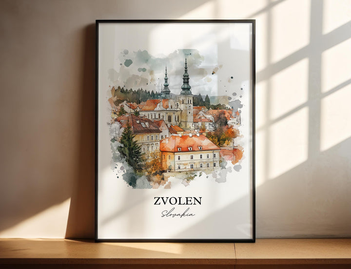 Zvolen Wall Art, Zvolen Slovakia Print, Slovakia Watercolor Art, Slovakia Gift, Travel Print, Travel Poster, Housewarming Gift
