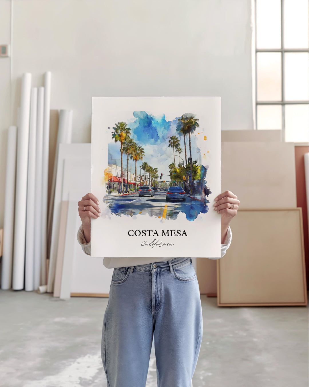 Costa Mesa Wall Art, Orange County Print, Costa Mesa Watercolor Art, Costa Mesa Gift, Travel Print, Travel Poster, Housewarming Gift
