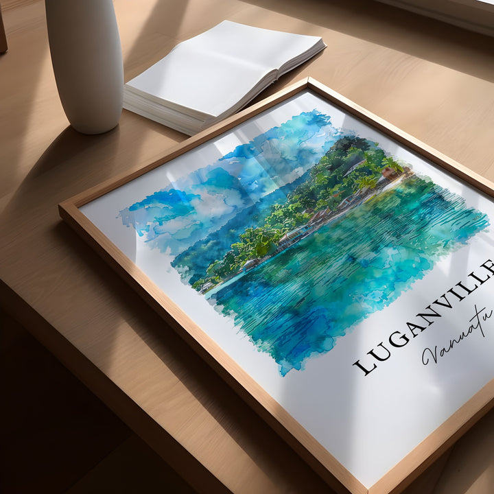 Luganville Wall Art, Luganville Print, Vanuatu Watercolor, Luganville Vanuatu Gift, Travel Poster, Housewarming Gift