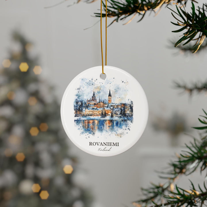Rovaniemi Finland Ornament: Unique Finland Souvenir, Rovaniemi Xmas Decor, and Authentic Rovaniemi Gift