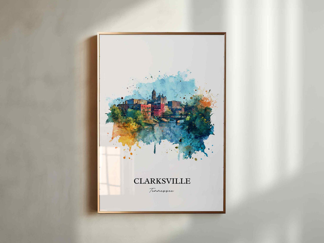 Clarksville, Tennessee – Watercolor Art Print