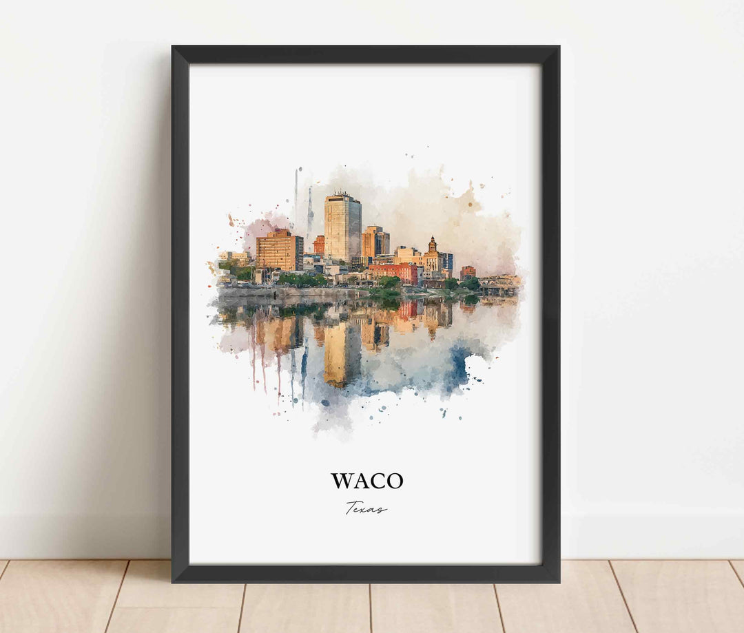 Waco, Texas – Watercolor Art Print