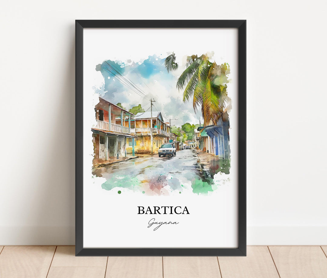 Bartica Wall Art, Bartica Guyana Print, Guyana Watercolor Art, Guyana Gift, Travel Print, Travel Poster, Housewarming Gift