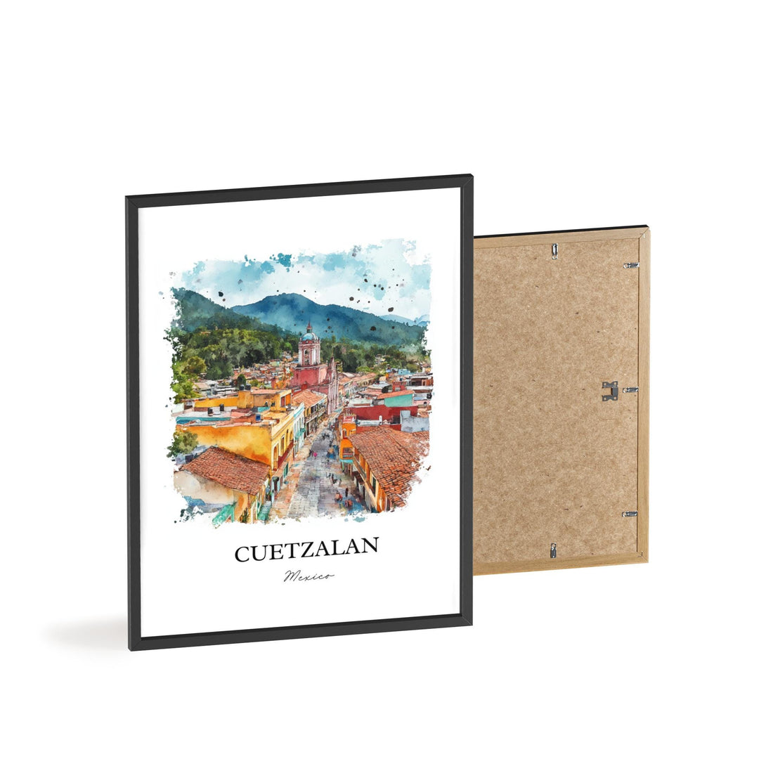 Cuetzalan Wall Art, Puebla Mexico Print, Mexico Watercolor Art, Cuetzalan Mexico Gift, Travel Print, Travel Poster, Housewarming Gift