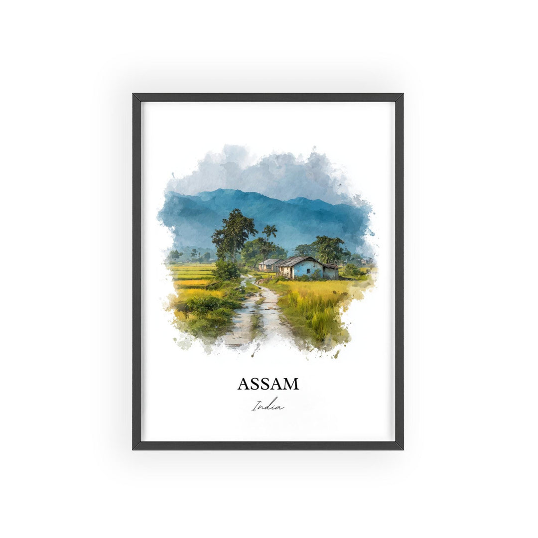 Assam India Wall Art, Assam India Print, India Watercolor Art, India Gift, Assam India Travel Print, Travel Poster, Housewarming Gift