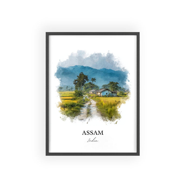 Assam India Wall Art, Assam India Print, India Watercolor Art, India Gift, Assam India Travel Print, Travel Poster, Housewarming Gift