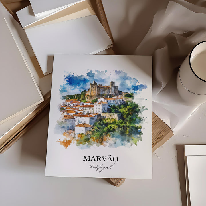 Marvao, Portugal – Watercolor Art Print