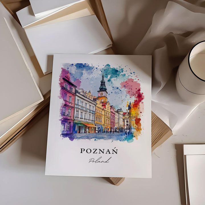 Poznan Poland Wall Art, Poznan Print, Western Poland Watercolor Art, Warta River Gift,