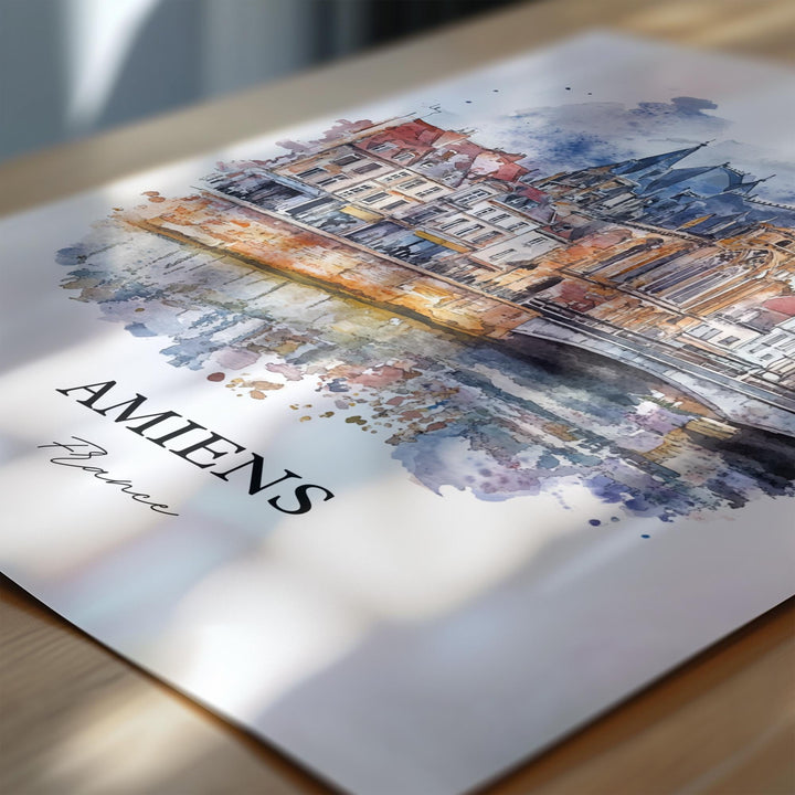 Amiens France Wall Art, Hauts-de-France Print, France Watercolor Art, Amiens France Gift, Travel Print, Travel Poster, Housewarming Gift