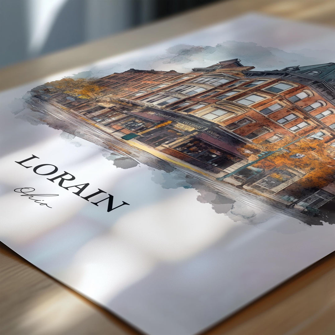 Lorain, Ohio, USA – Watercolor Art Print