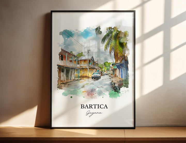 Bartica Wall Art, Bartica Guyana Print, Guyana Watercolor Art, Guyana Gift, Travel Print, Travel Poster, Housewarming Gift