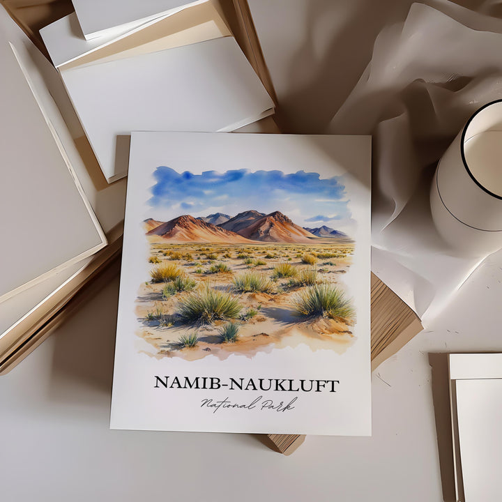 Namib-Naukluft National Park Art, Namibia Print, Namibia Watercolor Art, Namib-Naukluft Gift, Travel Print, Travel Poster, Housewarming Gift