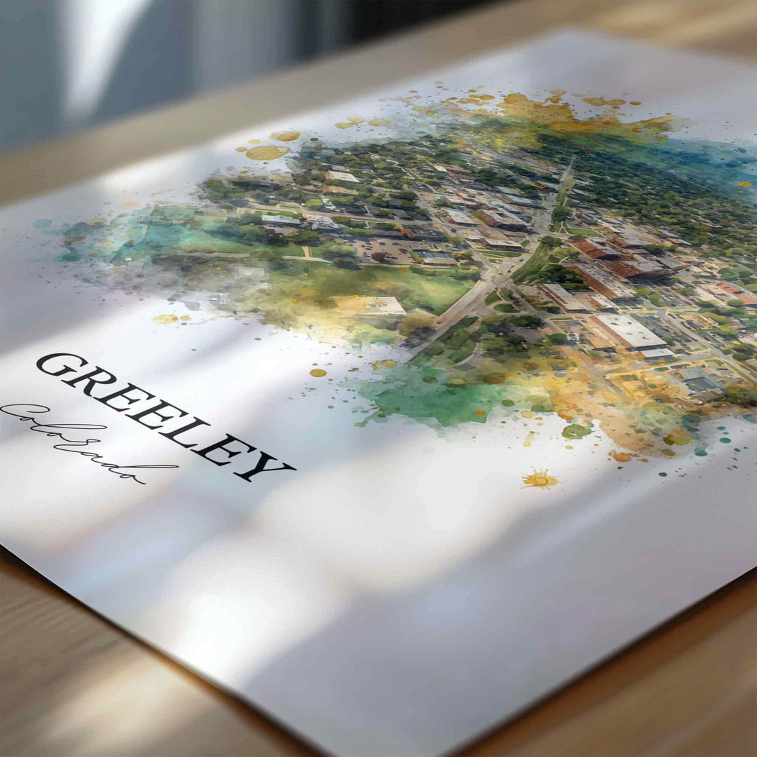 Greeley, Colorado Wall Art, Greeley Print, Greeley Watercolor Art, Weld County Gift, Travel Print, Travel Poster, Housewarming Gift