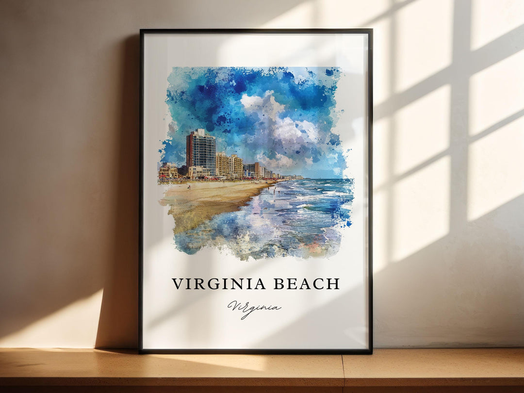 Virginia Beach Wall Art, Virginia Beach Print, VA Beach Watercolor Art, Virginia Beach Gift,