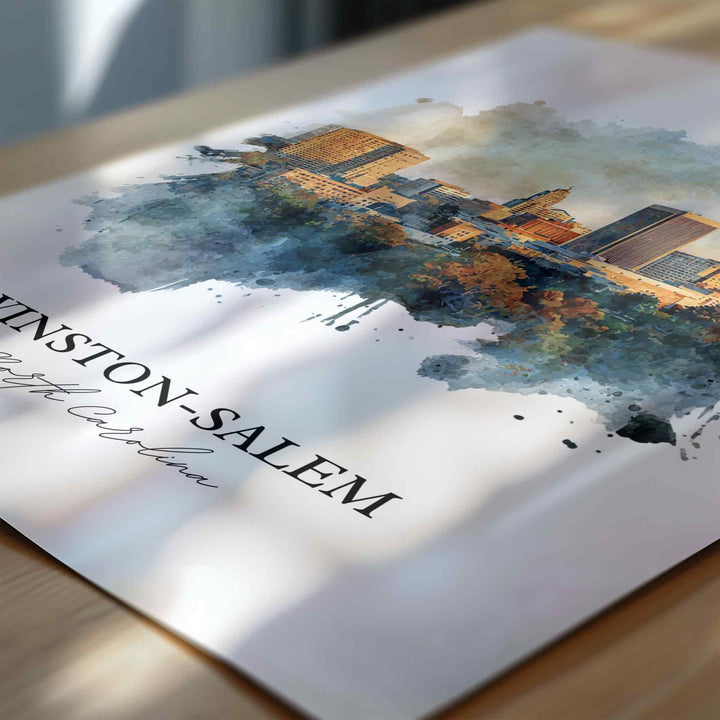 Winston-Salem, North Carolina – Watercolor Art Print