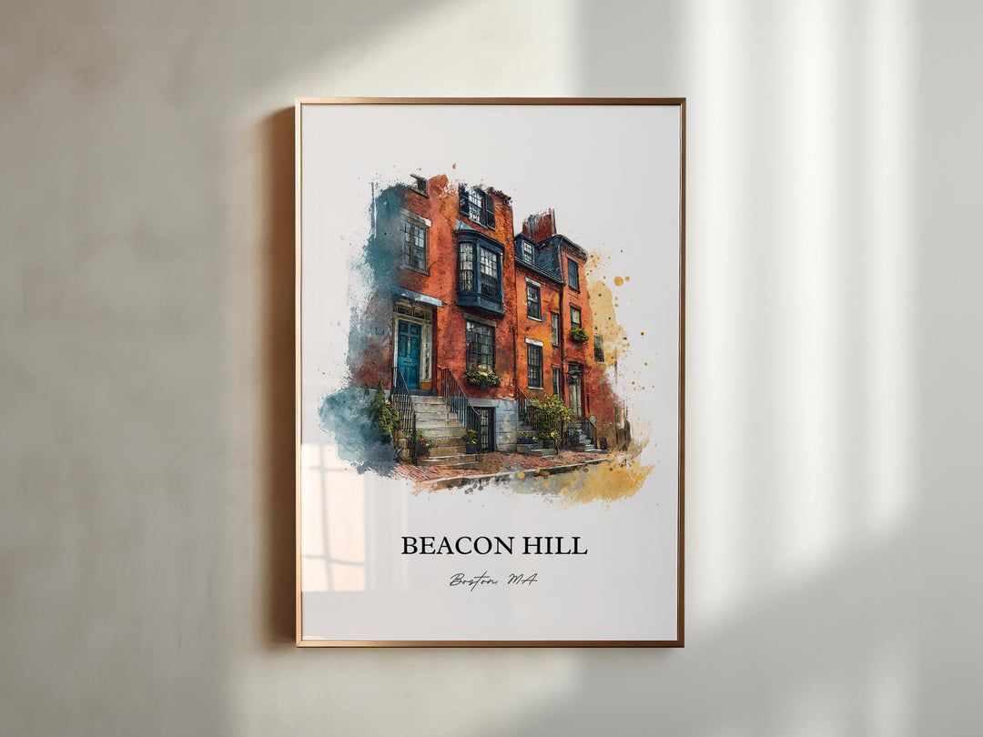 Beacon Hill, Massachusetts – Watercolor Art Print
