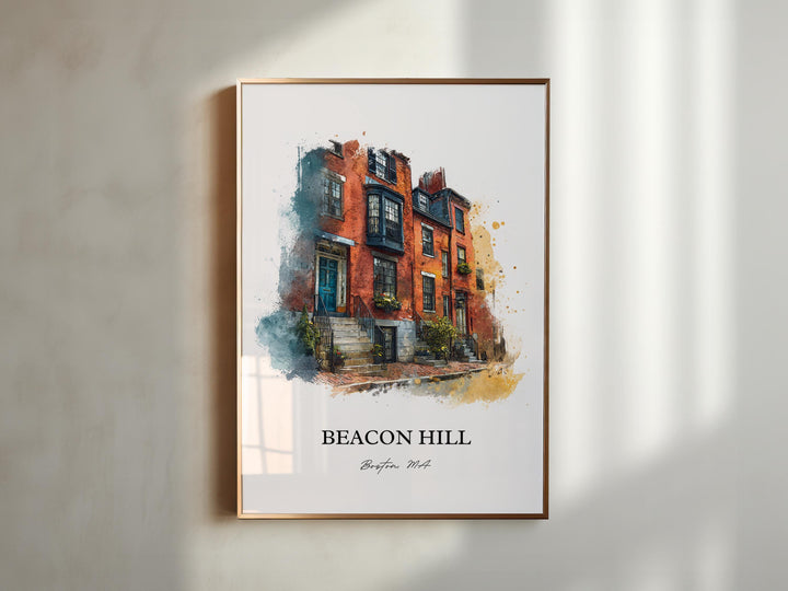 Beacon Hill, Massachusetts – Watercolor Art Print