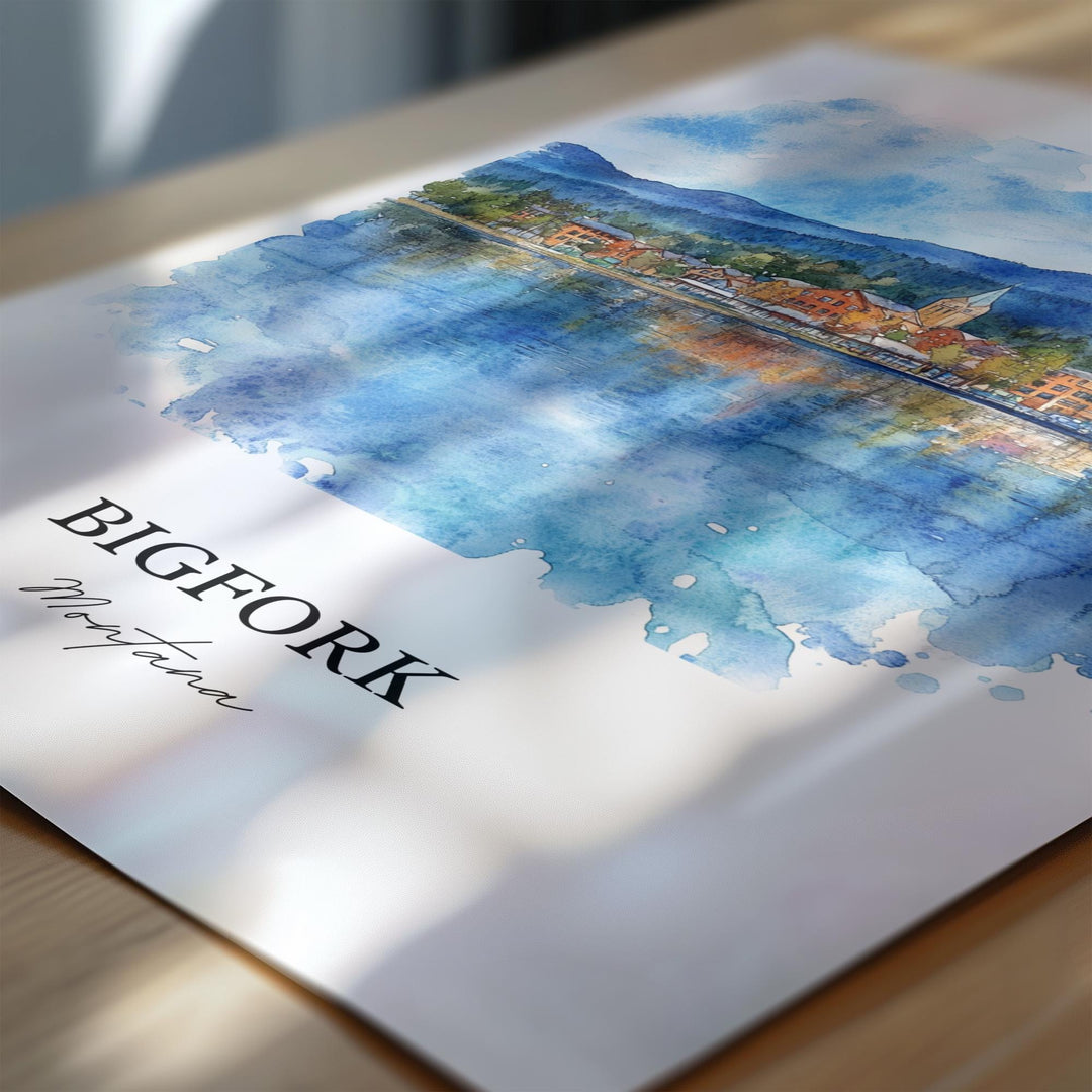 Bigfork, Montana, USA – Watercolor Art Print