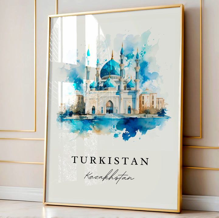 Turkistan wall art - Kazakhstan, Turkistan print, Turkistan Wedding gift, Turkistan Birthday present, Custom Text, Perfect Gift