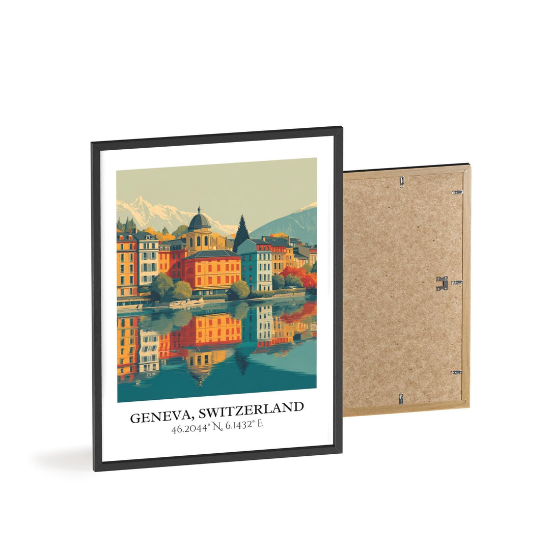 Geneva Art, Geneva Retro Travel Art, Geneva Home Decor, Geneva Switzerland Gift, Switzerland Travel Art, Travel Prints, Housewarming Gift