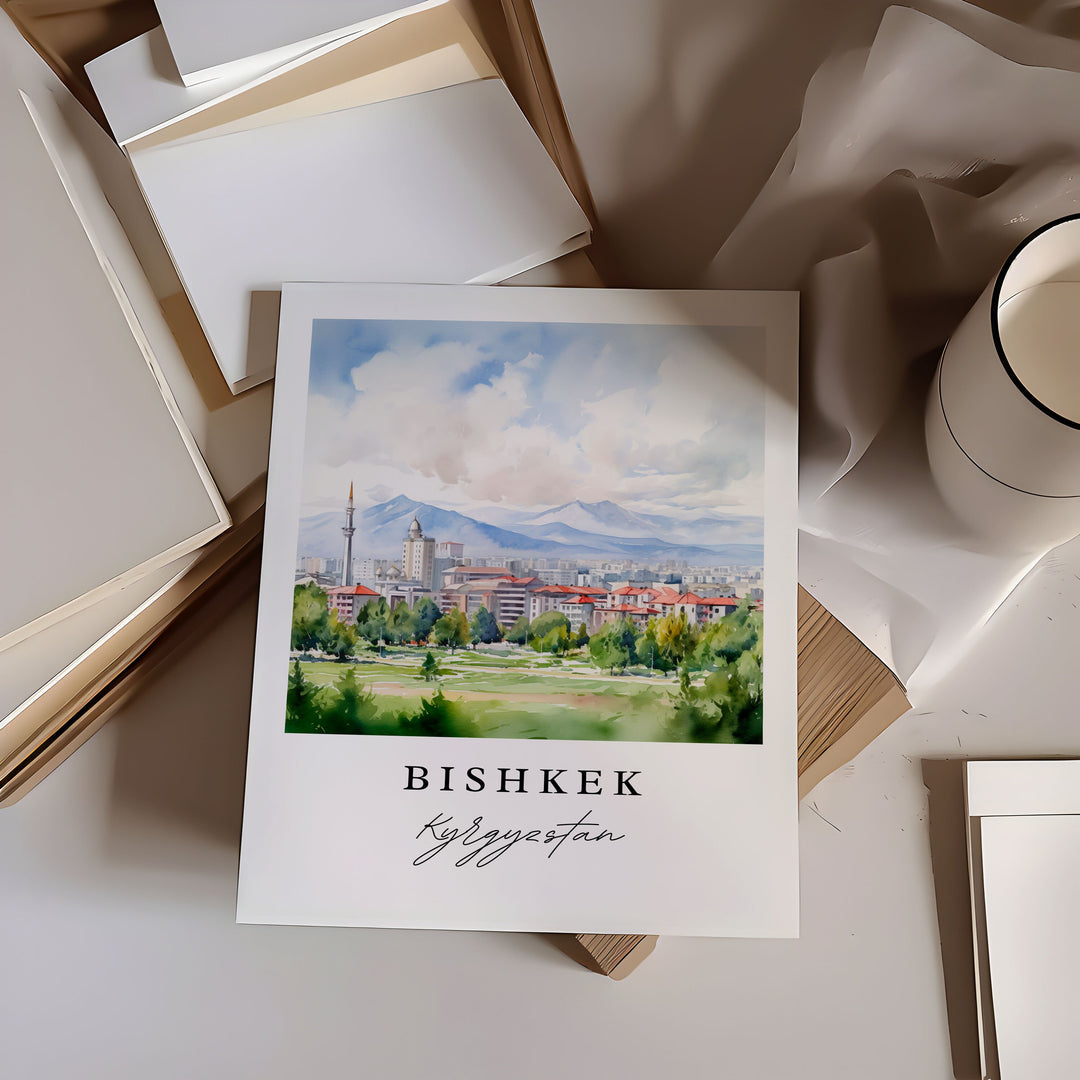 Bishkek Kyrgyzstan wall art - Kyrgyzstan, Bishkek print, Bishkek Wedding gift, Birthday present, Custom Text, Perfect Gift