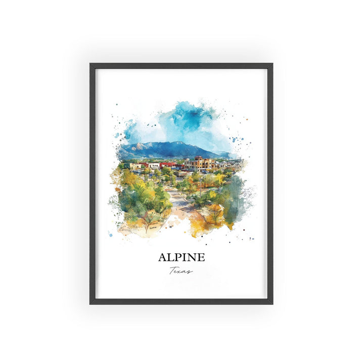 Alpine Texas Wall Art, Brewster County Print, Texas Watercolor Art, Alpine Texas Gift, Travel Print, Travel Poster, Housewarming Gift