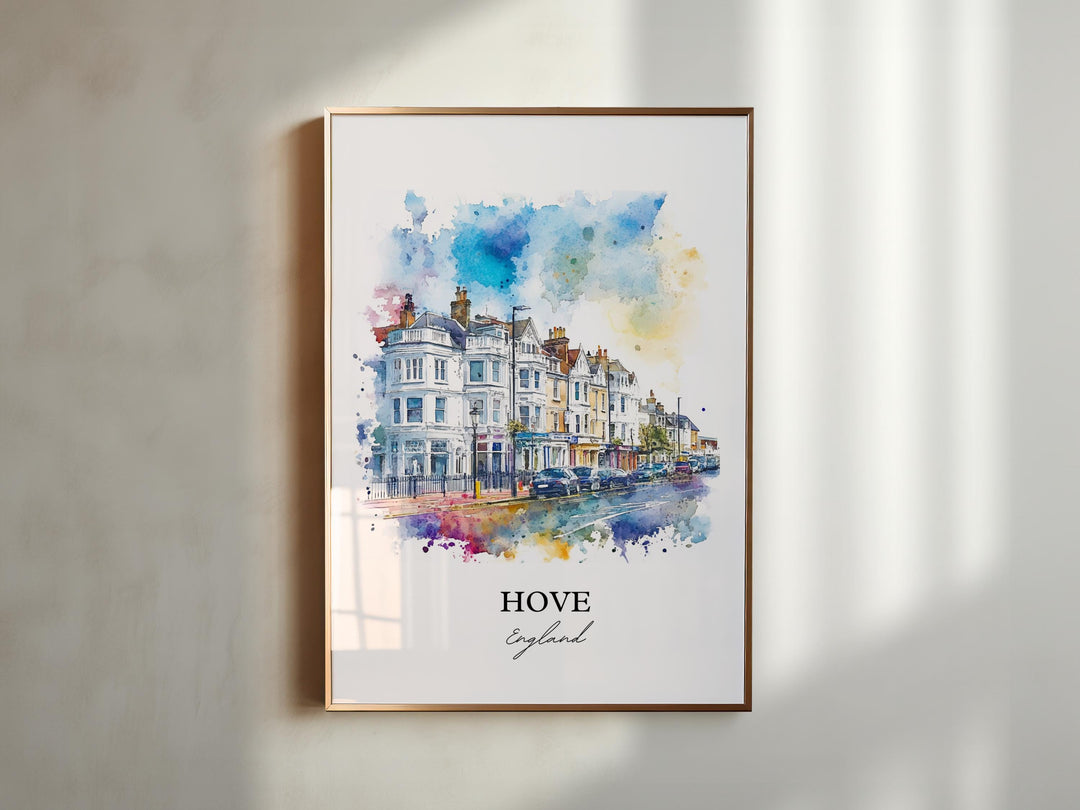 Hove England Wall Art, East Sussex England Print, Hove Watercolor Art, Hove England Gift, Travel Print, Travel Poster, Housewarming Gift