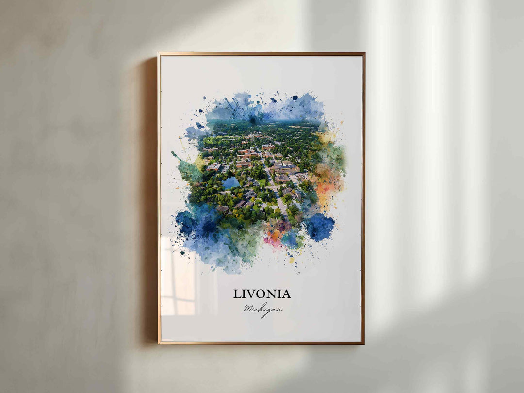 Livonia, Michigan – Watercolor Art Print