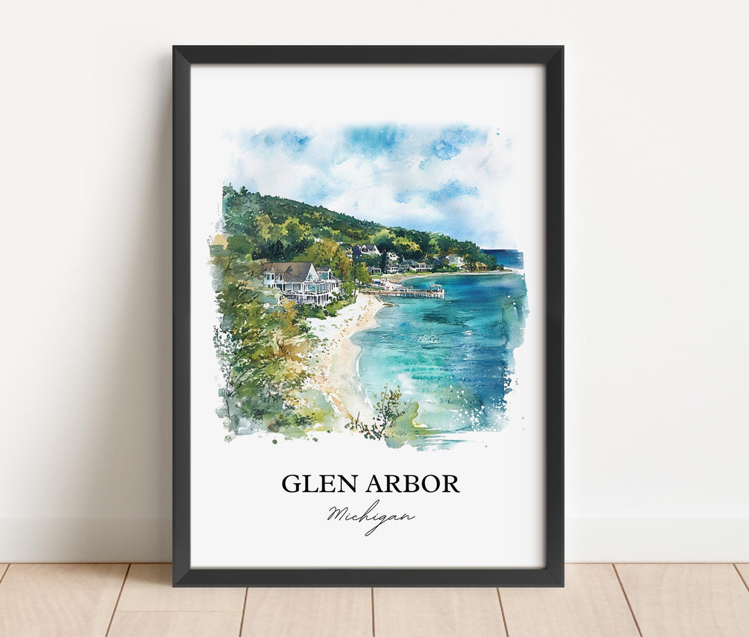 Glen Arbor, Michigan, USA – Watercolor Art Print