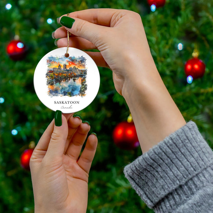 Saskatoon Canada Ornament: Unique Saskatoon Souvenir, Saskatoon Xmas Decor, and Authentic Saskatchewan Christmas Gift