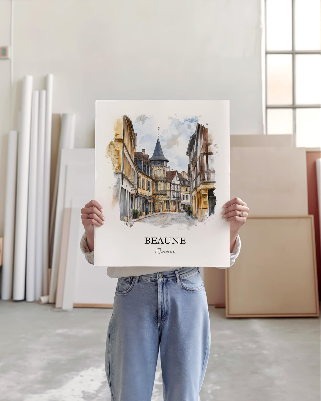 Beaune France Wall Art, Burgundy Region Print, France Watercolor Art, Beaune Gift, Travel Print, Travel Poster, Housewarming Gift