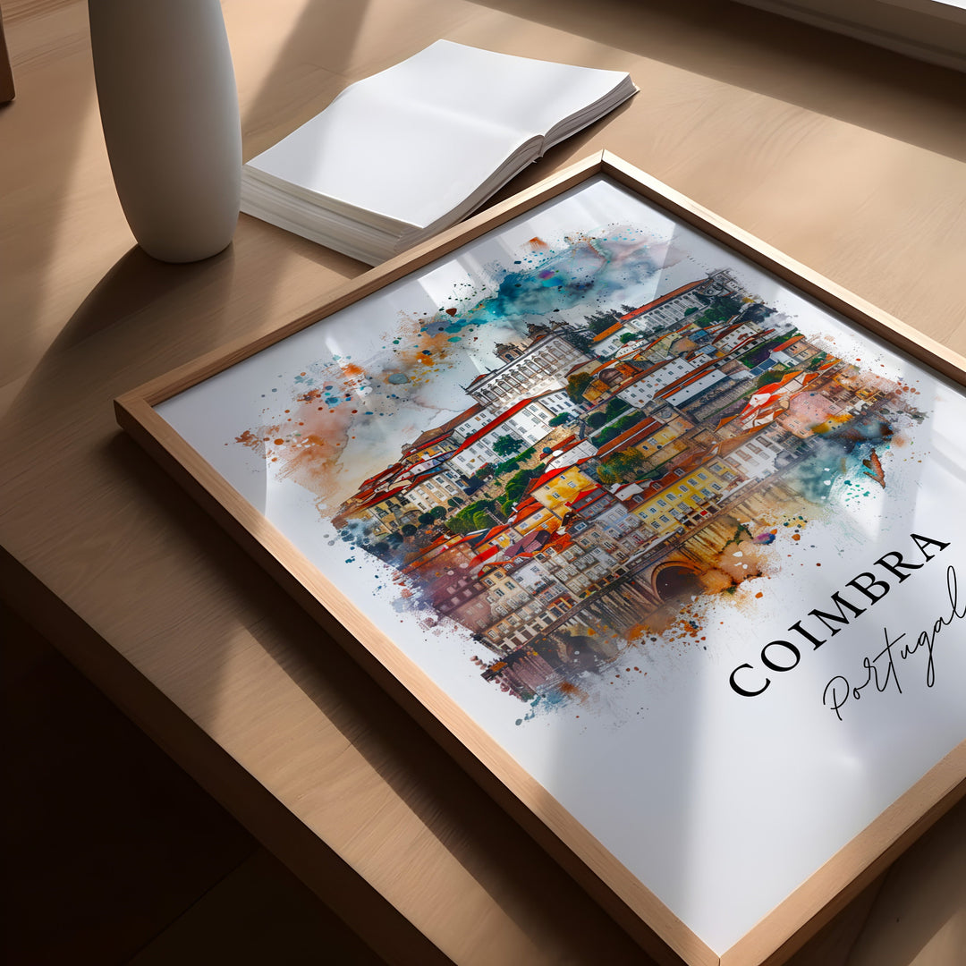 Coimbra Portugal Wall Art, Coimbra Print, Coimbra Portugal Watercolor, Coimbra Gift,